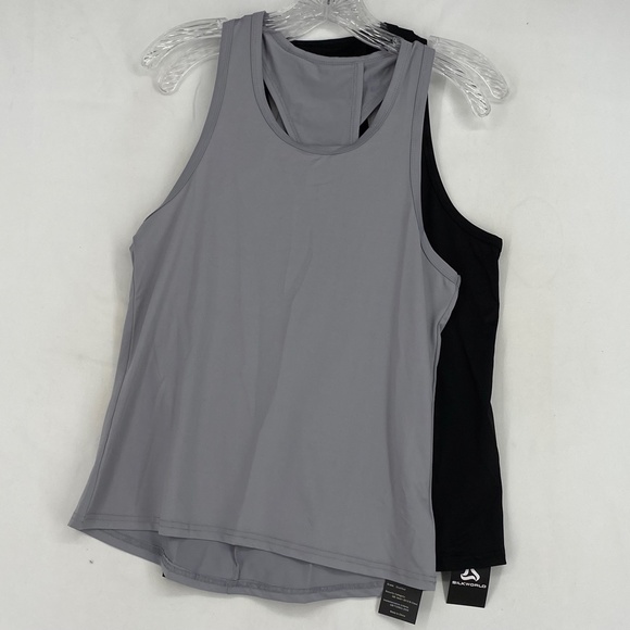 Silkworld Womens Size Small Medium Two Pack Active Wear Tank Tops Black Gray - Picture 2 of 8